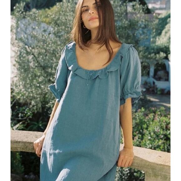 HARLY JAE Sz XS Blue Denim Doll Dress Linen Wom - Picture 1 of 11